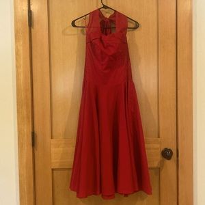 Red Retro Style Halter Dress